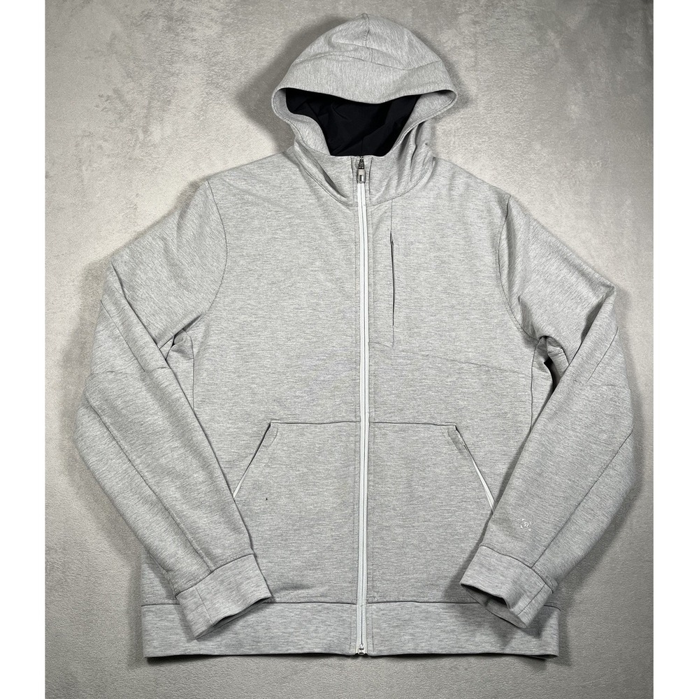 Lululemon Mens City Sweat Zip Hoodie Grey Stretch French Terry Large Loose Fit